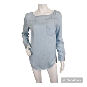 Ann Taylor Loft Blue Long Sleeve Top Size M